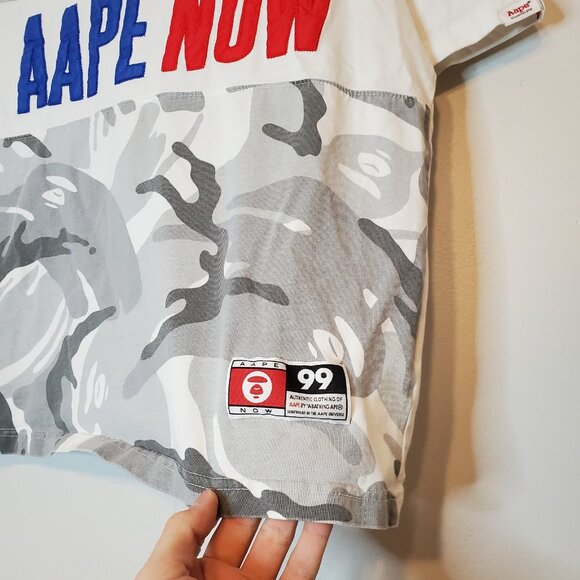 Y2k AAPE BAPE Camo Spell Out Shirt White Size M - Picture 3 of 7